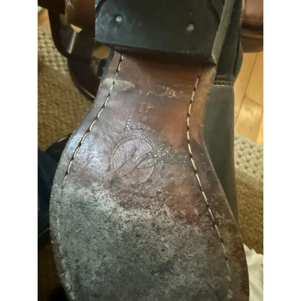 H by Hudson Vintage Black Leather And Suede Chelsea Boots With Straps‎ Size 41